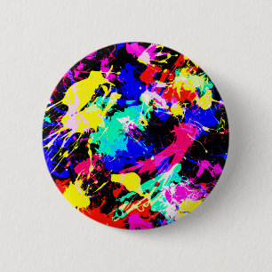 Cute colourful splatter paint 6 cm round badge