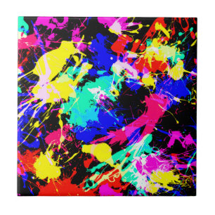 Cute colourful splatter paint car flag ceramic tile