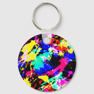Cute colourful splatter paint car flag key ring