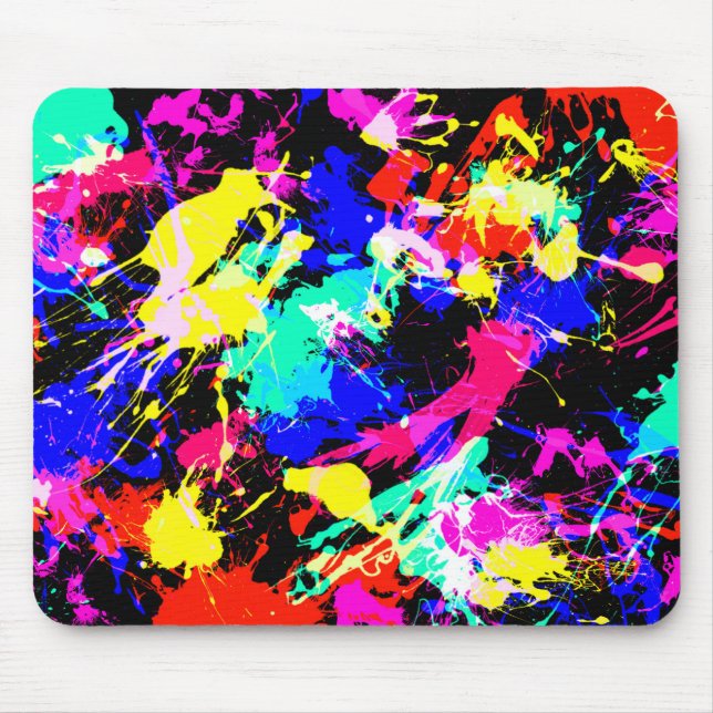 Cute colourful splatter paint car flag mouse pad (Front)