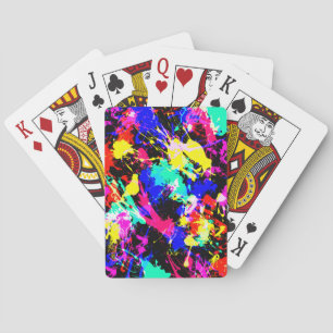 Cute colourful splatter paint car flag playing cards