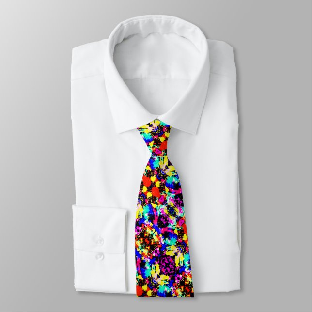 Cute colourful splatter paint car flag tie (Tied)