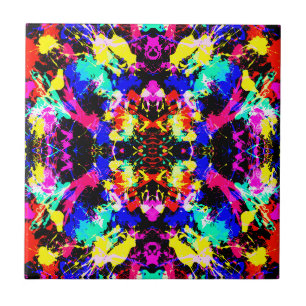 Cute colourful splatter paint ceramic tile