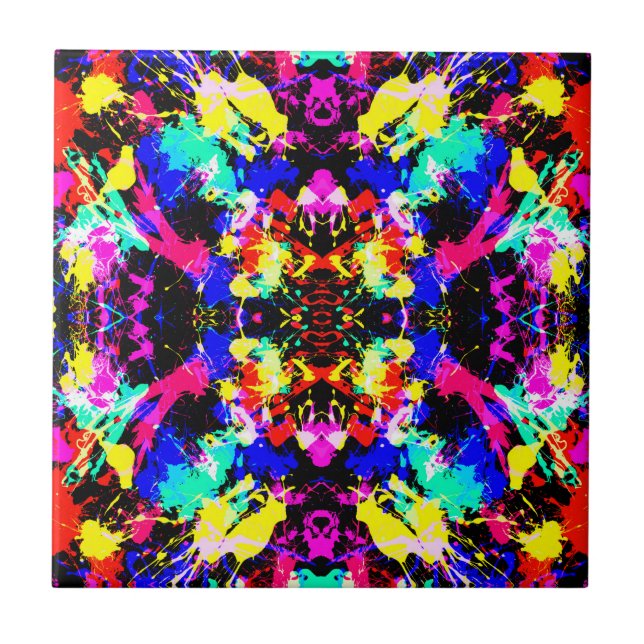 Cute colourful splatter paint ceramic tile (Front)