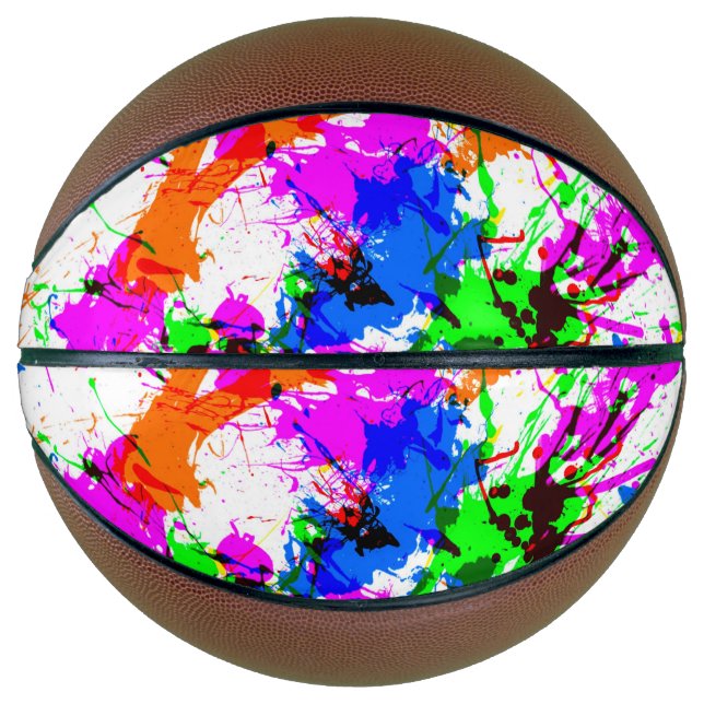 Cute colourful splatter paint design basketball (Front)