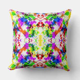 Cute colourful splatter paint design cushion