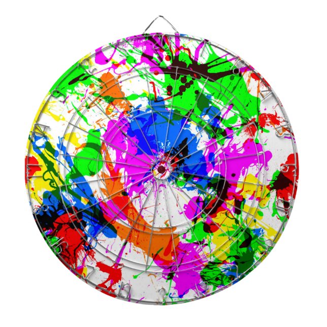 Cute colourful splatter paint design dartboard (Front)