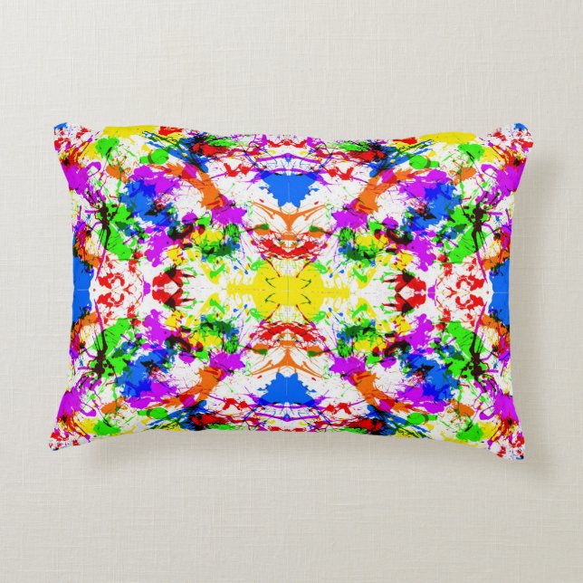 Cute colourful splatter paint design decorative cushion (Back)