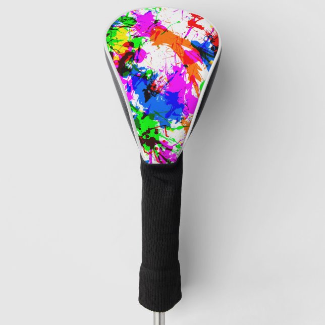Cute colourful splatter paint design golf head cover (Front)