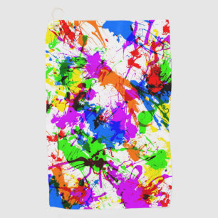 Cute colourful splatter paint design golf towel