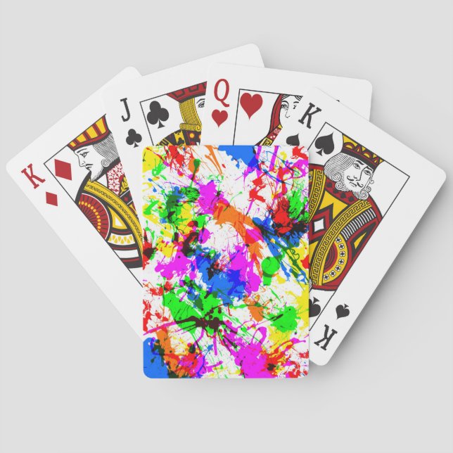 Cute colourful splatter paint design playing cards (Back)
