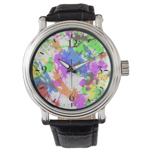 Cute colourful splatter paint design watch