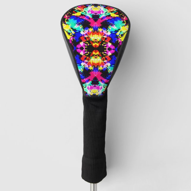 Cute colourful splatter paint golf head cover (Front)