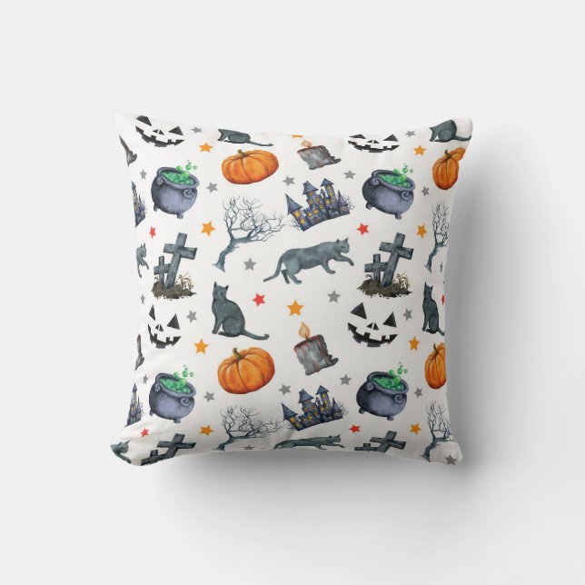 Cute colourful spooky Halloween theme Cushion (Front)