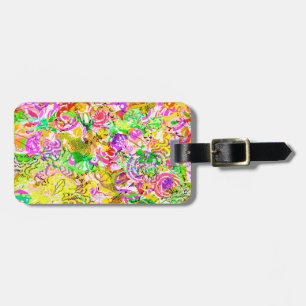 Cute colourful spring abstract floral luggage tag