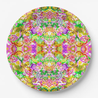 Cute colourful spring abstract floral paper plate