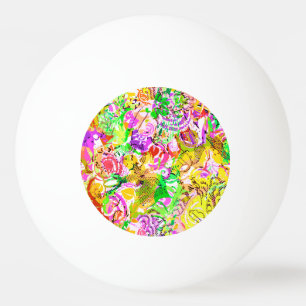 Cute colourful spring abstract floral ping pong ball