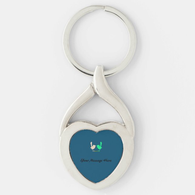 Cute Colourful Spring birds party  Key Ring (Front)