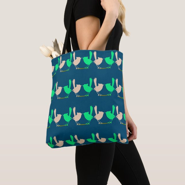 Cute Colourful Spring birds party  Tote Bag (Close Up)