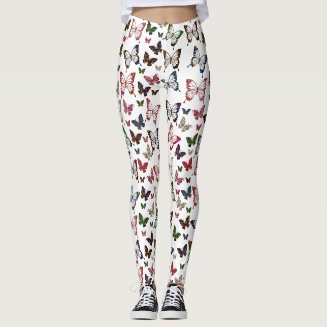 Cute Colourful Spring Butterfly Design Leggings (Front)