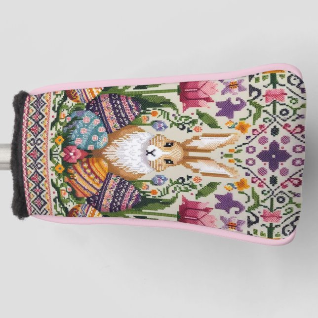 Cute/Colourful Spring/Easter fair isle  Golf Head Cover (Front)