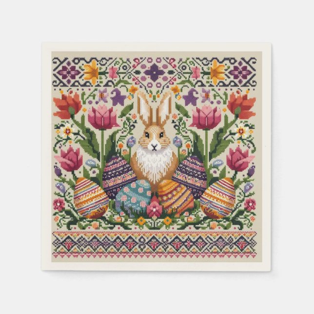 Cute/Colourful Spring/Easter fair isle  Napkin (Front)