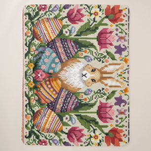 Cute/Colourful Spring/Easter fair isle Sherpa Blanket