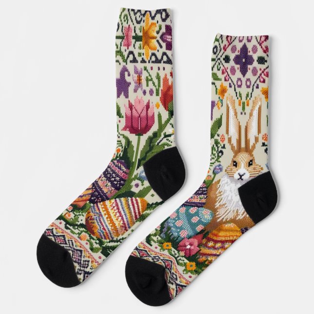 Cute/Colourful Spring/Easter fair isle  Socks (Left)