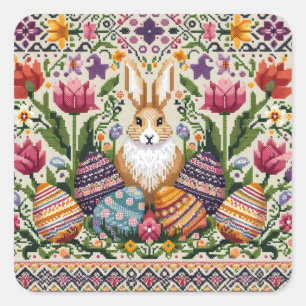 Cute/Colourful Spring/Easter fair isle Square Sticker