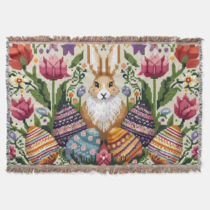 Cute/Colourful Spring/Easter fair isle  Throw Blanket
