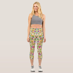 Cute colourful spring floral flowers capri leggings