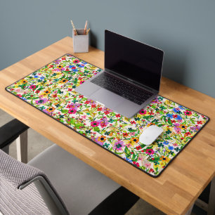 Cute colourful spring floral flowers desk mat