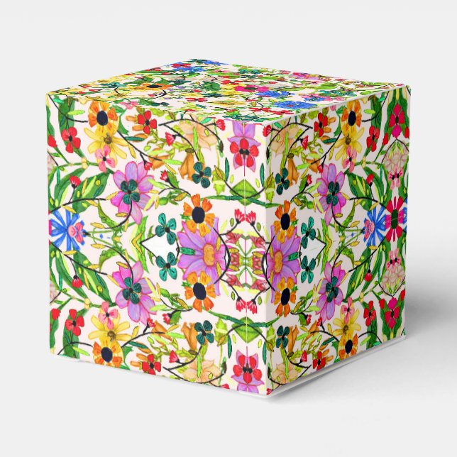 Cute colourful spring floral flowers favour box (Back Side)