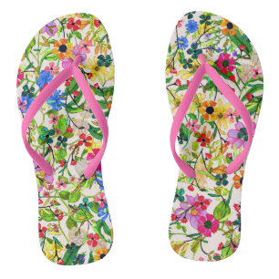 Cute colourful spring floral flowers thongs