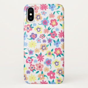 Cute colourful spring flowers pattern iPhone x case