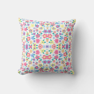 Cute colourful spring flowers pattern cushion