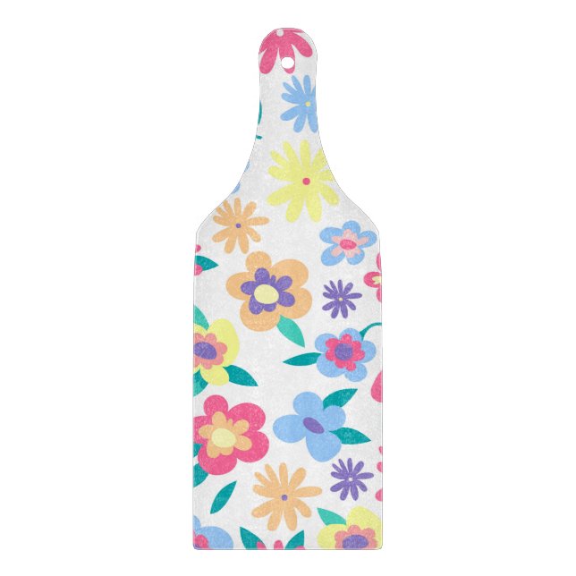 Cute colourful spring flowers pattern cutting board (Front)