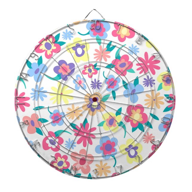 Cute colourful spring flowers pattern dartboard (Front)
