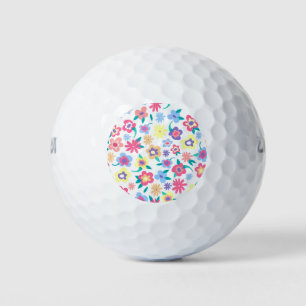 Cute colourful spring flowers pattern golf balls