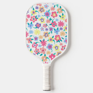 Cute colourful spring flowers pattern pickleball paddle