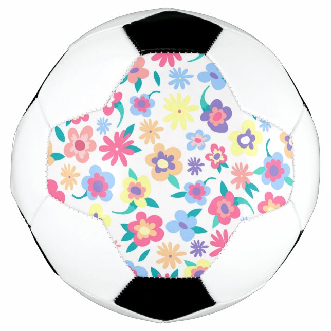 Cute colourful spring flowers pattern soccer ball (Front)