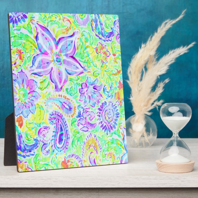 Cute colourful spring flowers plaque (Side)