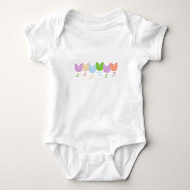 Cute Colourful Spring Tulip Flowers Personalised Baby Bodysuit (Front)