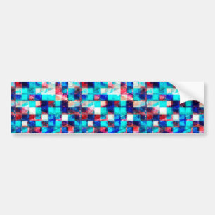 Cute colourful square patterns bumper sticker