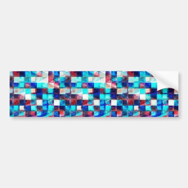 Cute colourful square patterns bumper sticker (Front)