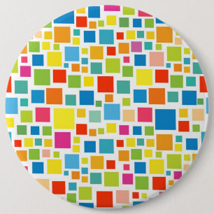 Cute colourful squares patterns 6 cm round badge