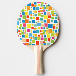 Cute colourful squares patterns ping pong paddle