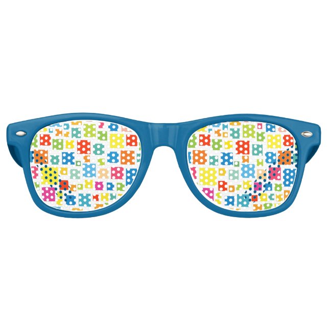Cute colourful squares patterns retro sunglasses (Front)