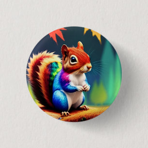 Cute Colourful Squirrel Digital Painting 3 Cm Round Badge