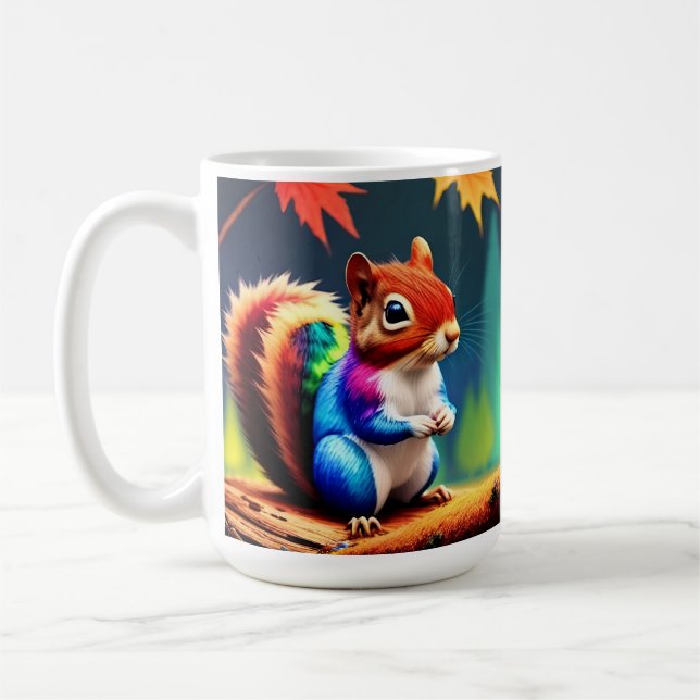  Cute Colourful Squirrel Digital Painting  Coffee Mug (Left)